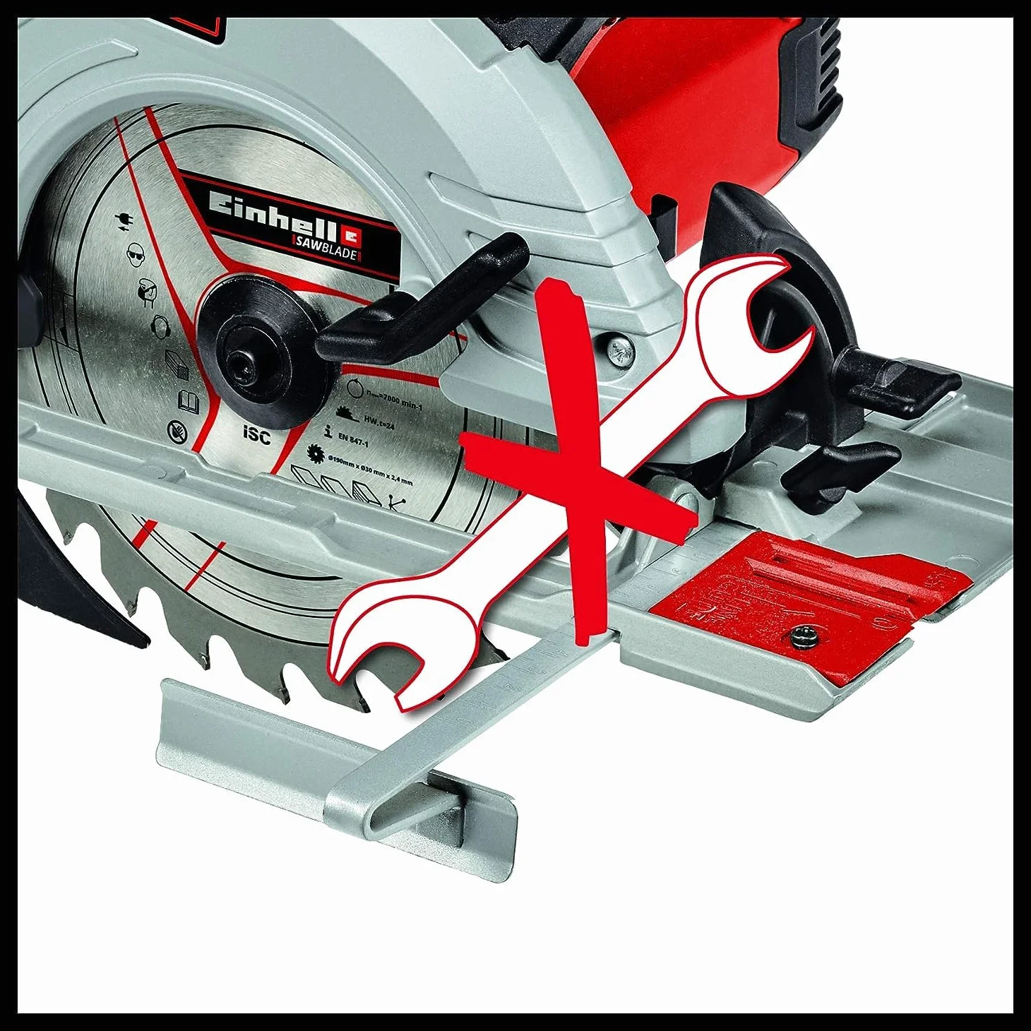 Einhell Sierra circular manual TE-CS 190/1 (1500 W, 5.500 min-1, ajuste sin herramientas, gran estribo de agarre, mesa de sierra de aluminio, bloqueo de husillo, incl. hoja de metal duro)