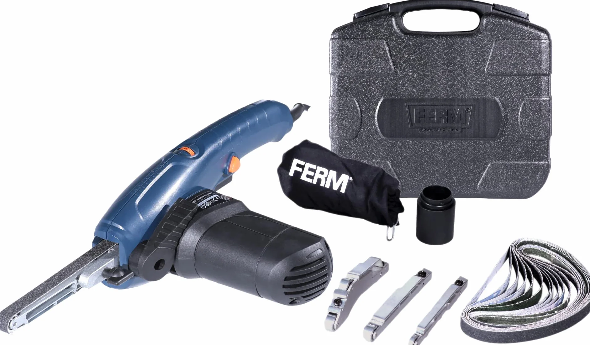 FERM EFM1001 Lijadora de Banda de Precisión (400 W, 230 V, Set de 17 Piezas)