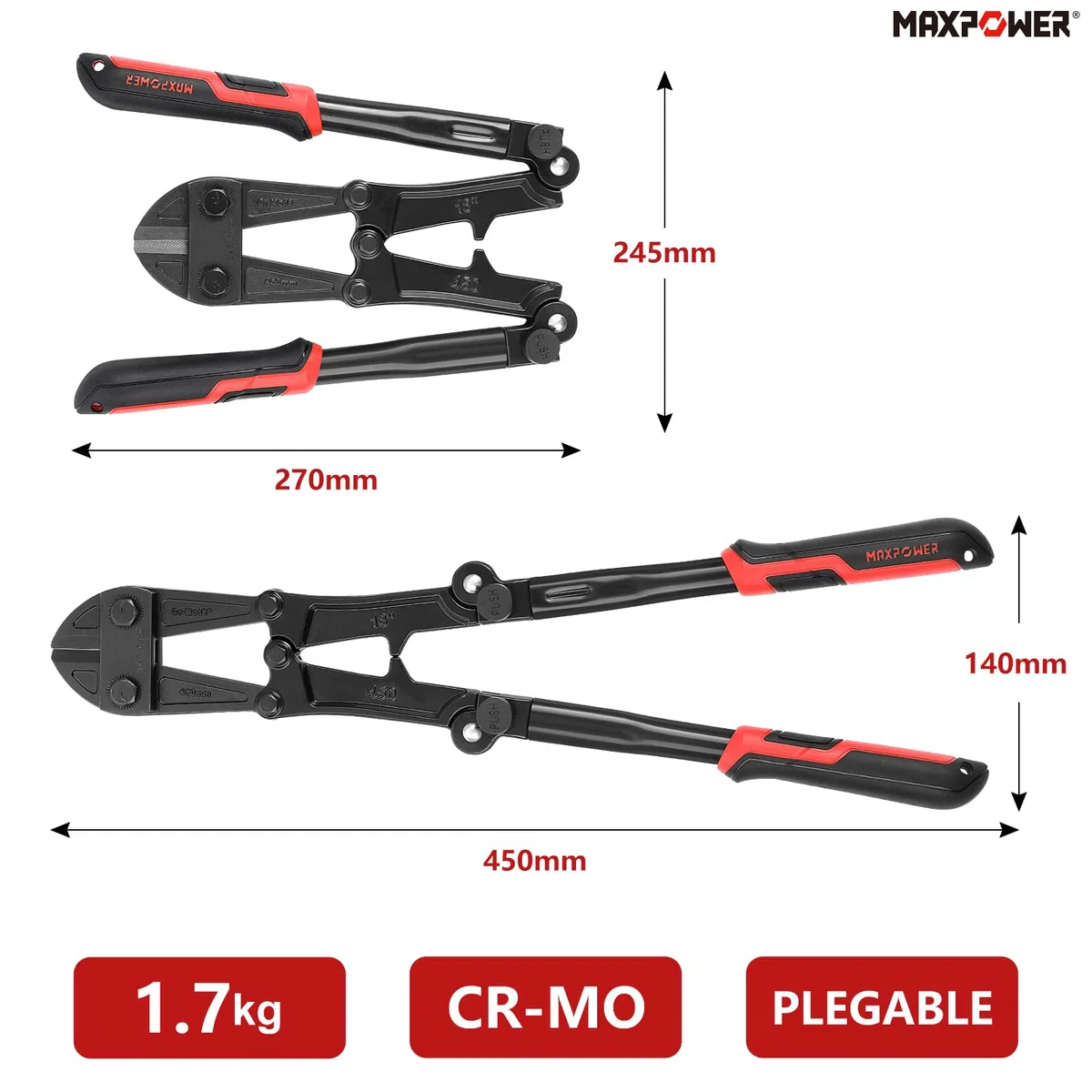 MAXPOWER Cortador de Pernos 450mm/18" Capacidad Máxima de Apertura: 18mm Cortapernos Fuerte y Resistente