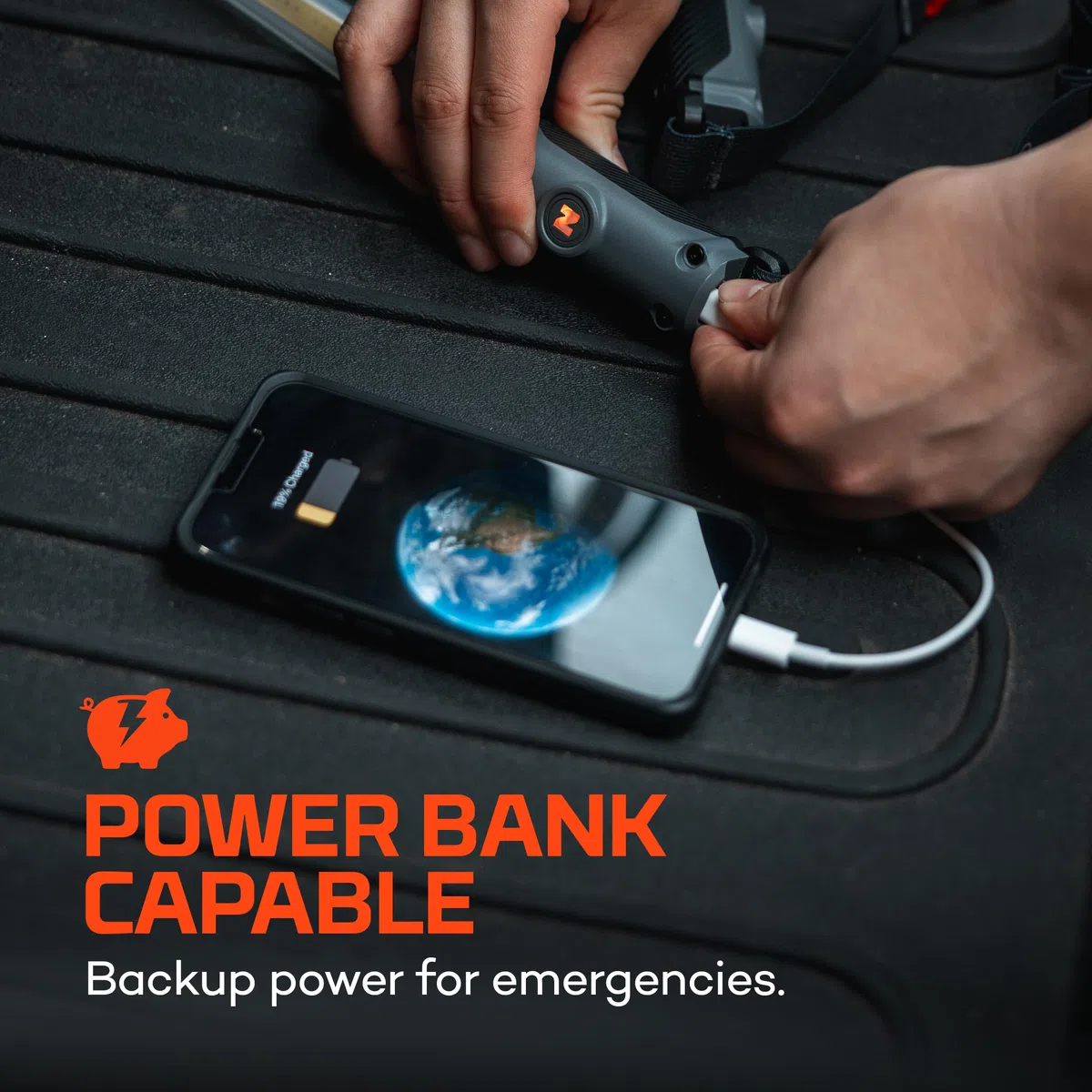 NEBO Bando 1K Luz Flexible para Automóvil – 1.000 Lúmenes COB | 3 en 1: Colgante + Magnética + Arnés | 6 Modos | Rojo Hazard + Señal | Banco de Energía | 28h | IPX4 | USB-C