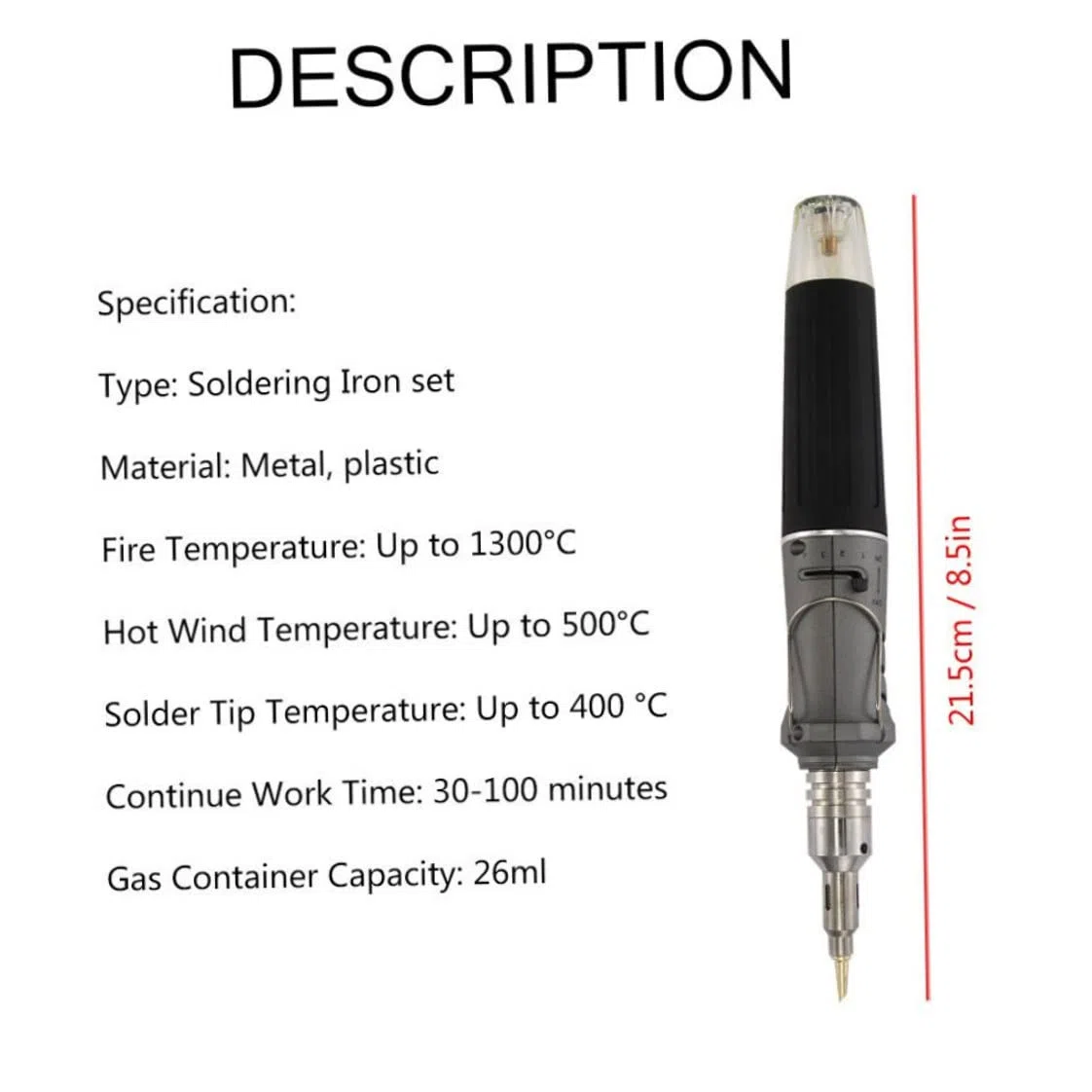 Soldado de gasolina Kit de soldado de soldadura de hierro soldador de gas Set 10 en 1 kit de soldadura encendido automático gris portátil en forma de lápiz