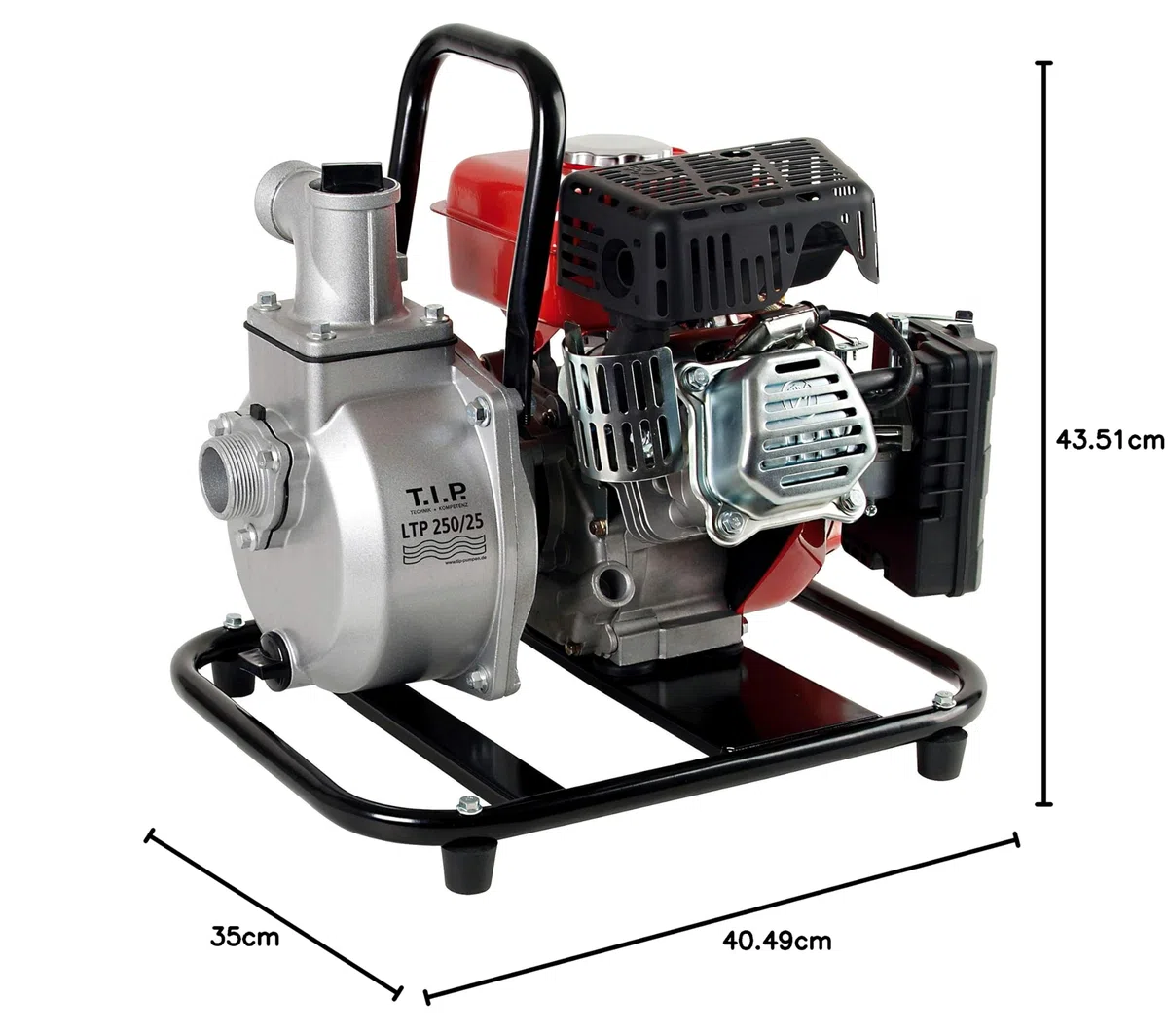 TIP 30188 LTP 250/25 - Bomba para Motor de Gasolina (hasta 15.000 l/h, Altura de extracción máx./presión máx. 25 m / 2,5 Bar, Potencia máx. 1,8 kW (2,5 CV)