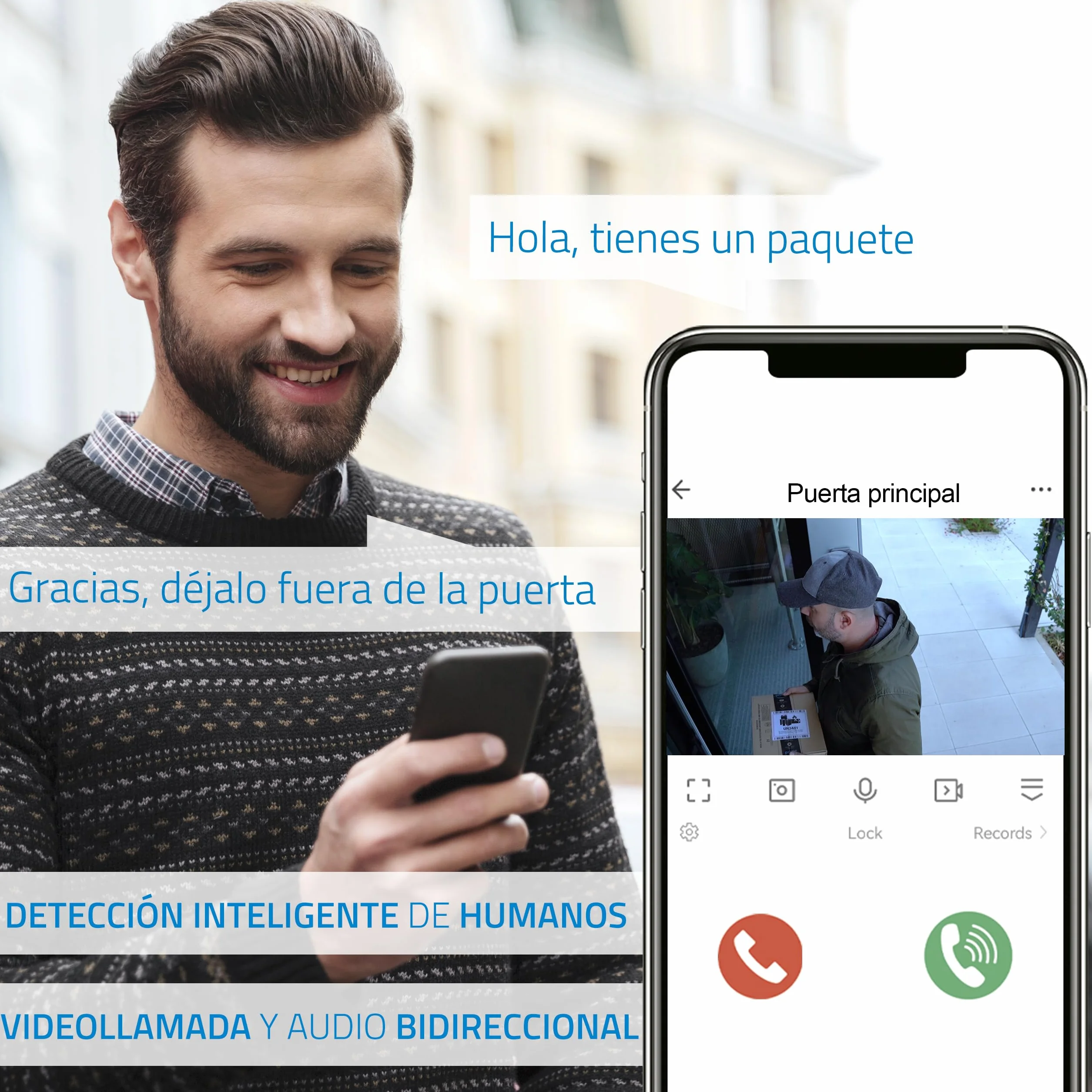 NIVIAN Mirilla Digital WiFi - Cámara vídeo Full HD con Batería y Timbre, Audio Bidireccional, Detección PIR y Visión Nocturna | App y Control por Smartphone