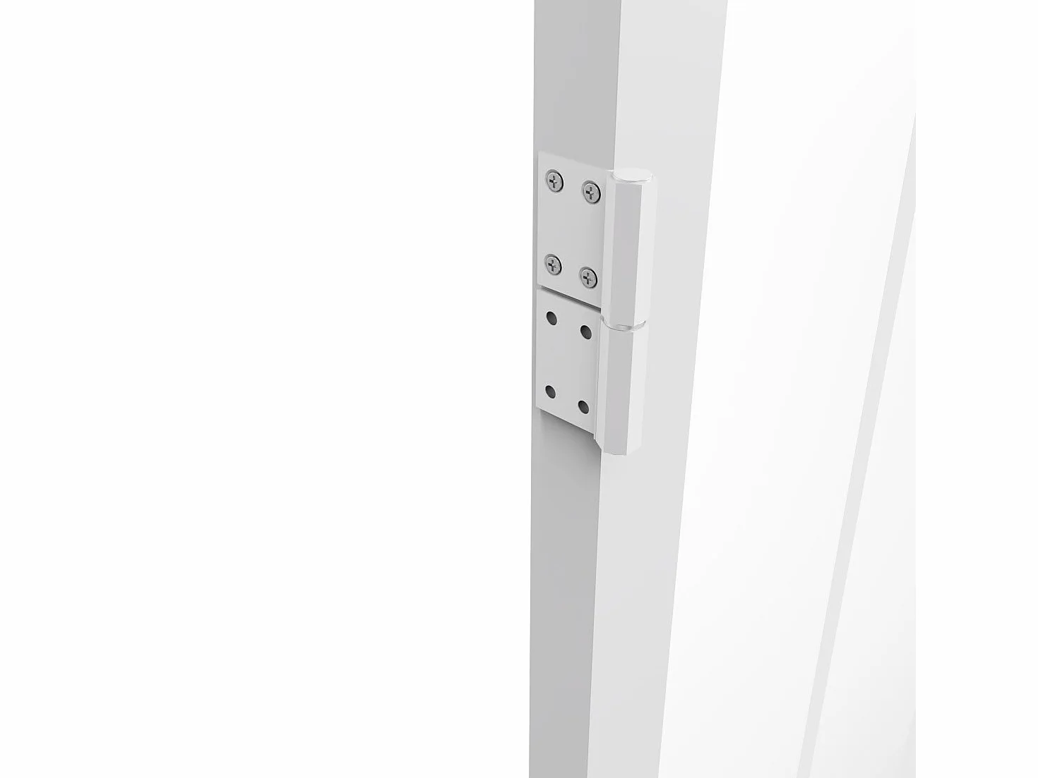 Vente-unique-Bloque de puerta reversible de aluminio y vidrio templado estilo taller - Alt. 204 x An. 83 cm - Blanco - ERMELO