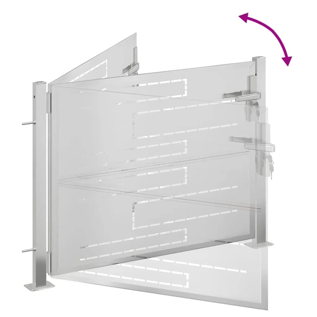 vidaXL Puerta de Jardín, Puerta de Seguridad con Cerradura, Puerta de Entrada, Puerta de Valla para Jardín Patio, Acero Inoxidable