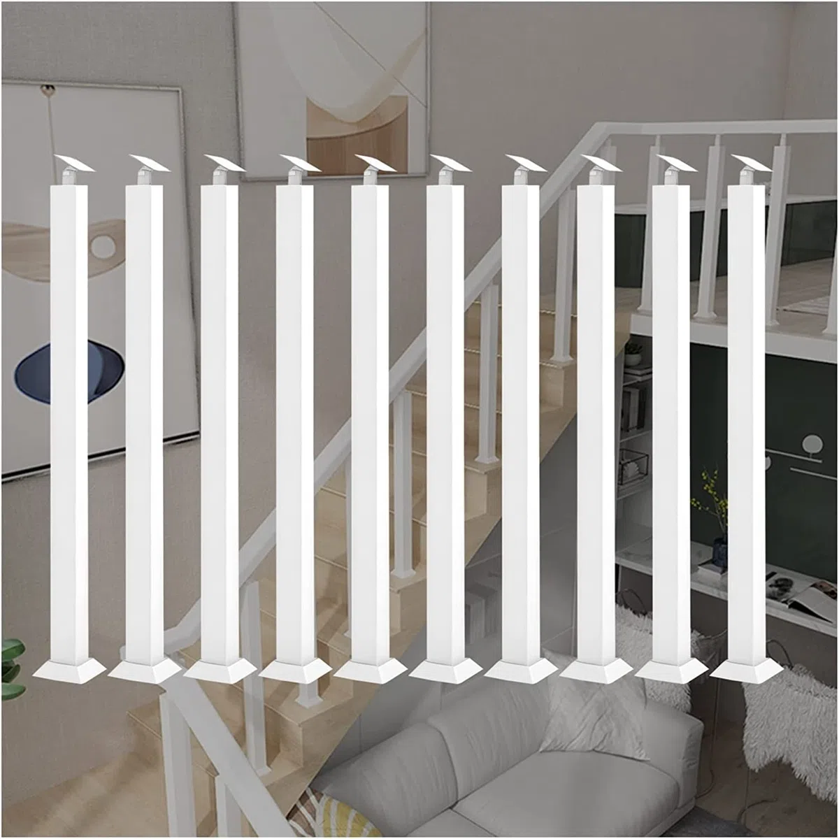 YUYI Balaustradas Balaustre Barandilla Blanca Barandilla metálica Cuadrada para Cubiertas/escalones/Jardines/Exteriores, Conector Ajustable para pasamanos cuadradas Adecuado para Interiores y exterio