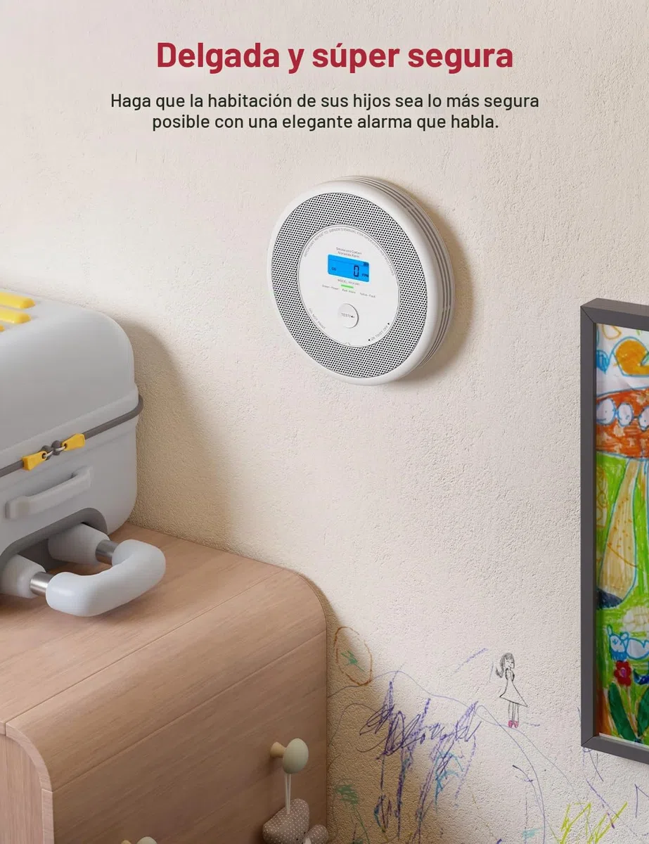 X-Sense Alarma combinada de humo y monóxido de carbono Wi-Fi para el hogar con alertas de voz en inglés, alarma de voz inalámbrica interconectada requiere estación base SBS50, XP0A-MR, paquete de 1