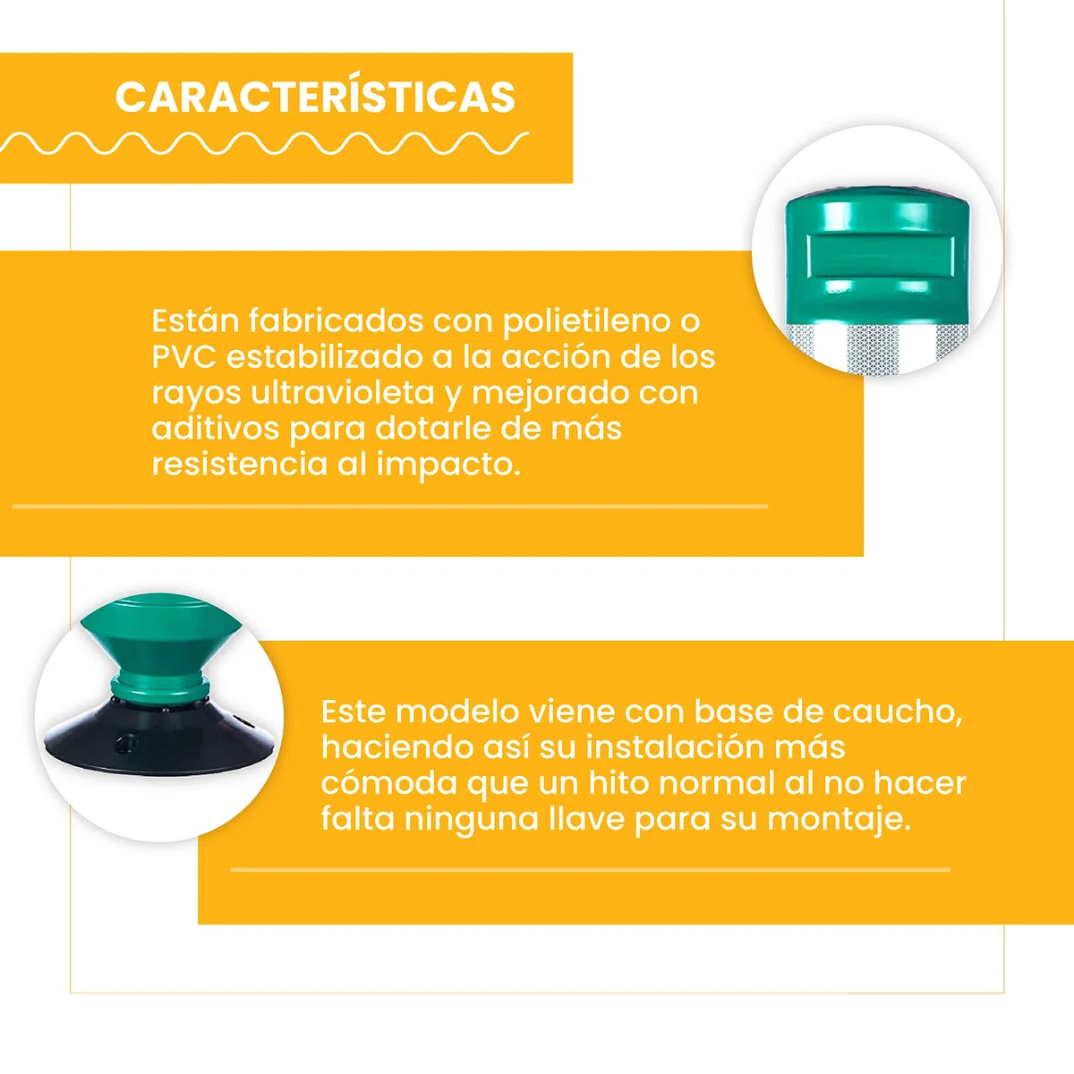 PARKING FACIL | Hito Cilíndrico H-75 con Base en Color Verde con Bandas Reflectantes | Elemento de Seguridad Vial para Carreteras, Parking, Garajes | Tornillería Incluida | Tamaño: 75 cm |