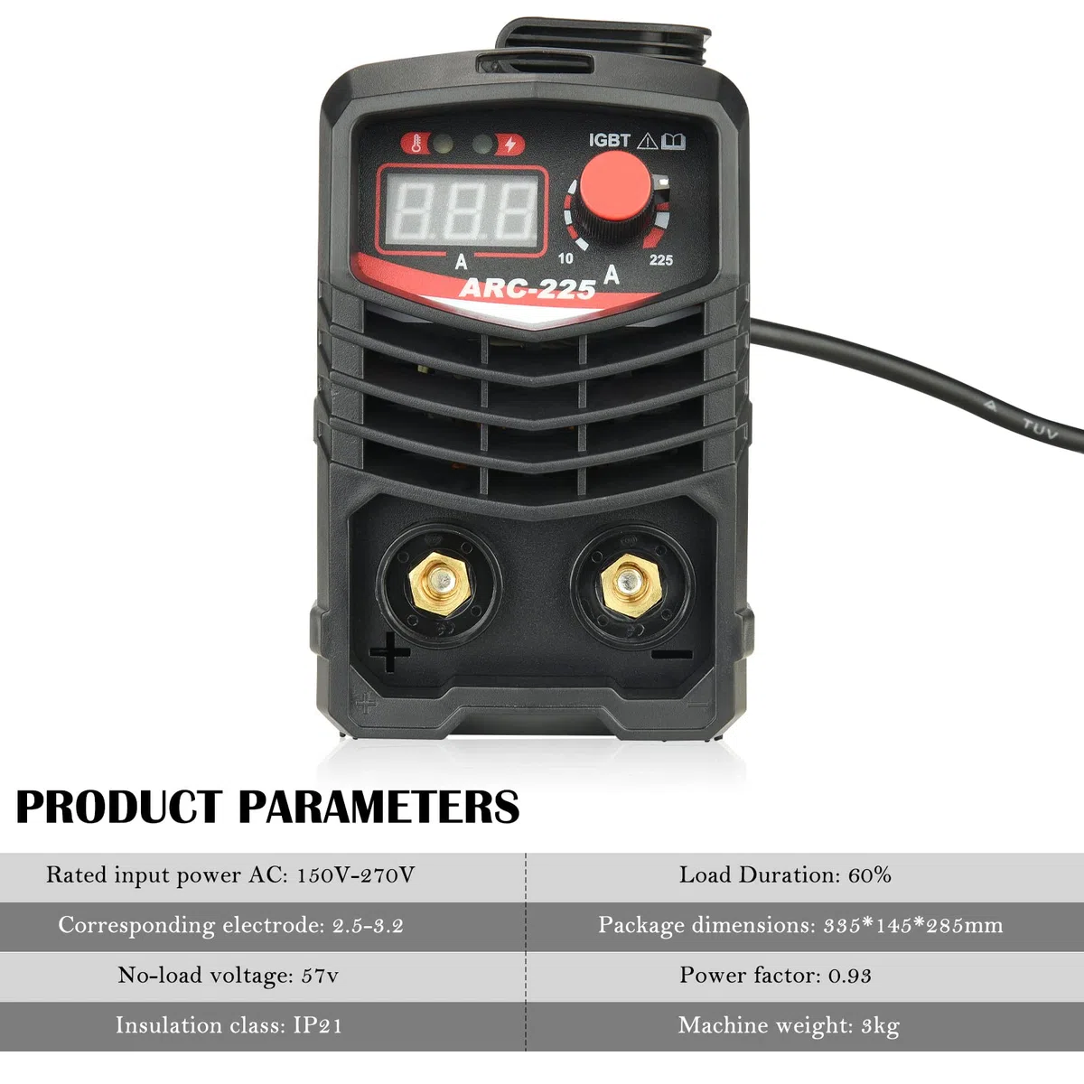 Soldador Inverter ARC 220V 225A, máquina de soldadura eléctrica portátil IGBT con pantalla digital LCD para soldadores y mantenimiento de diversos equipos (Rojo)