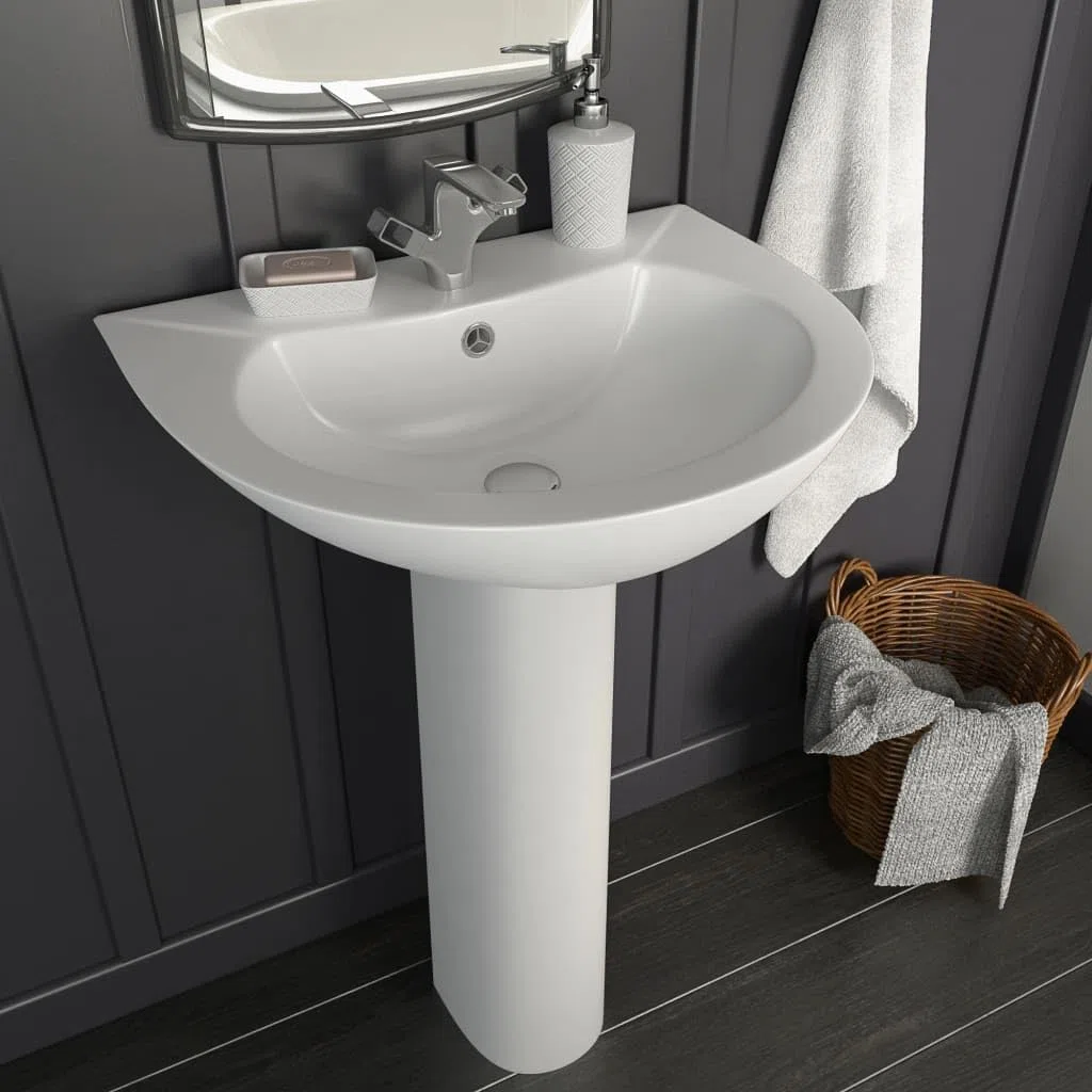 vidaXL Lavabo de Pie Cerámica Blanco 520x440x190 mm Muebles de Baño Grifería