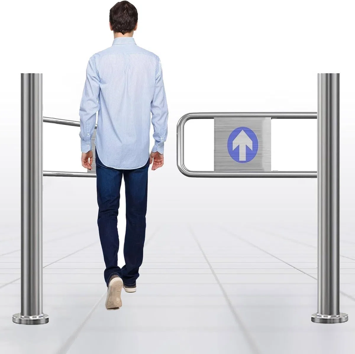 Puerta batiente de entrada, puerta de seguridad para supermercados, puerta batiente universal de metal industrial para almacenes, puerta de cierre automático para bibliotecas left-90*100cm