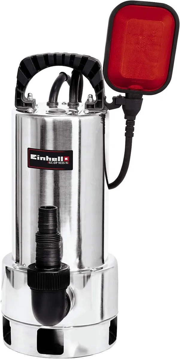 Einhell Bomba de aguas residuales GC-DP 9035N (900W, caudal máximo 18.000 l/h, cuerpos extraños con un tamaño máximo de 35mm, interruptor de flotación regulable en altura de forma ilimitada)