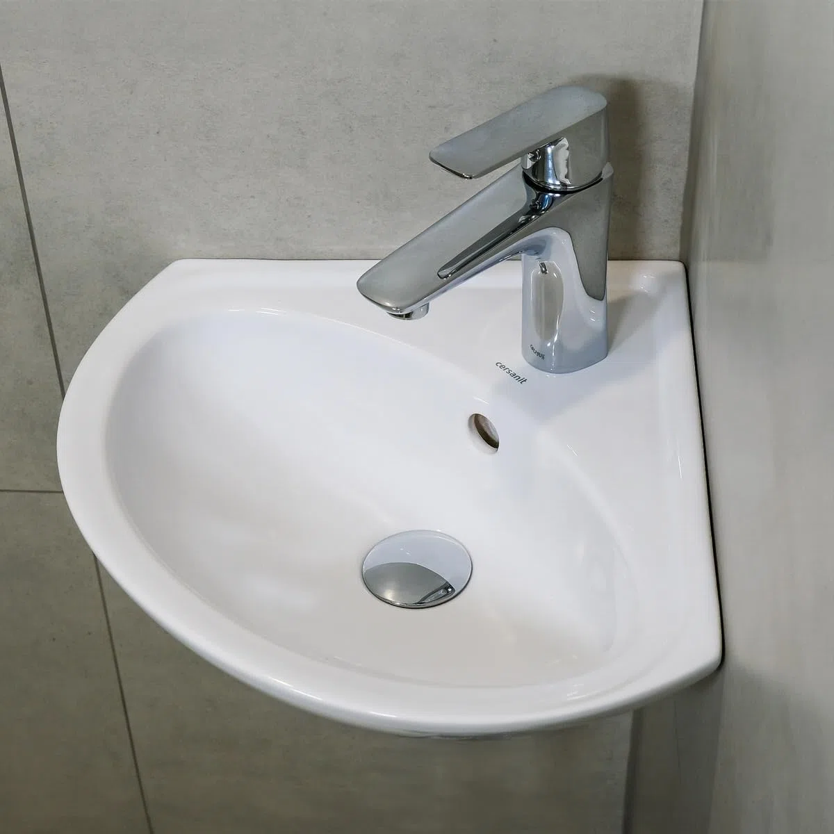 Belvit Lavabo de esquina de cerámica, 36 x 36 x 15 cm