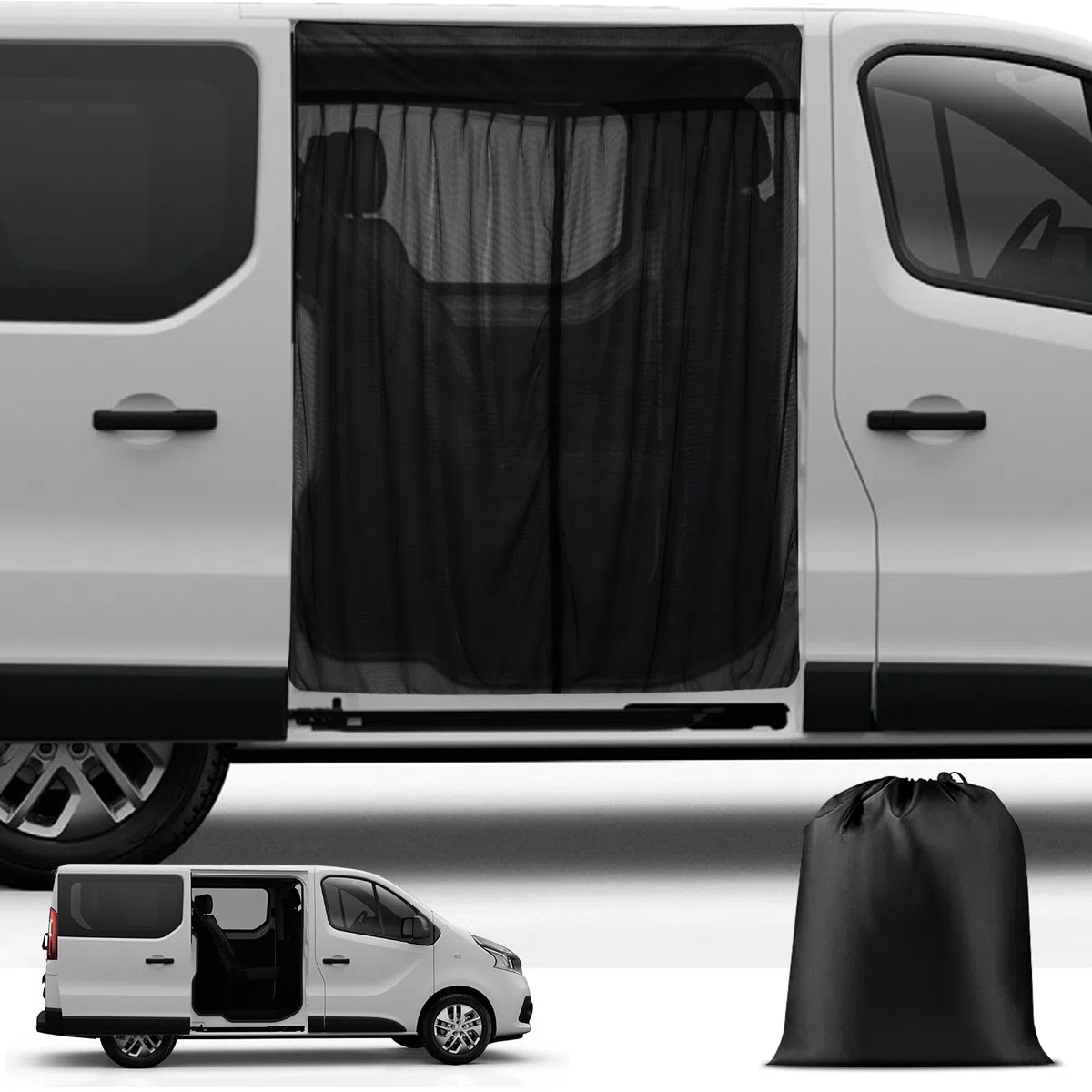 ZWPARTS Mosquitera Magnética para Autocaravanas, Mosquitera para Furgoneta para Puerta Trasera, Personalizada para Viano, Vito, Renault Trafic, Mosquitera con Cremallera en Puerta Central