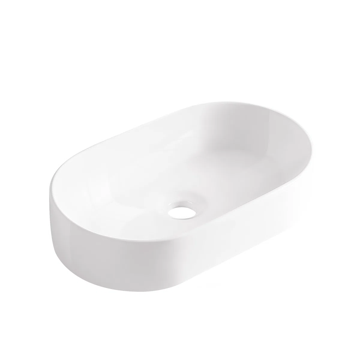 AQUAUNO NAIA Lavabo Ovalado Cerámica Blanca 51 x 31 cm sin Agujero Grifo Rebosadero