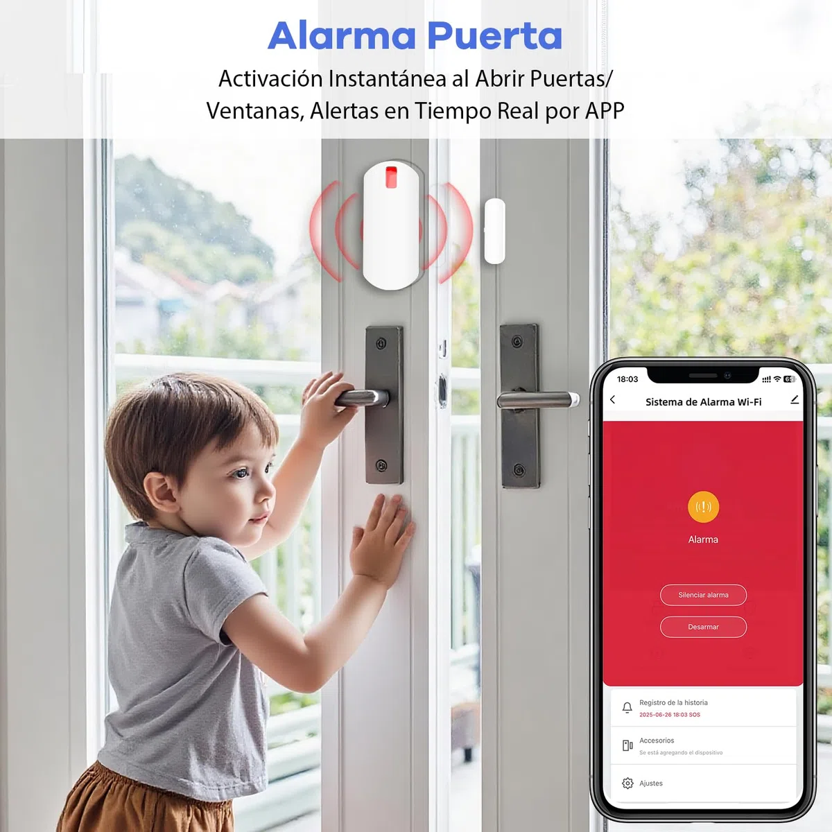 YISEELE Kit Alarma casa 5 GHz Wi-Fi: con Reloj y App Gratis - Completo 1 Sirena 125dB - 1 PIR Anti-Mascotas - 10 Sensores Puerta/Ventana - 2 Mandos - 1 Central - Compatible con Alexa y Google Home