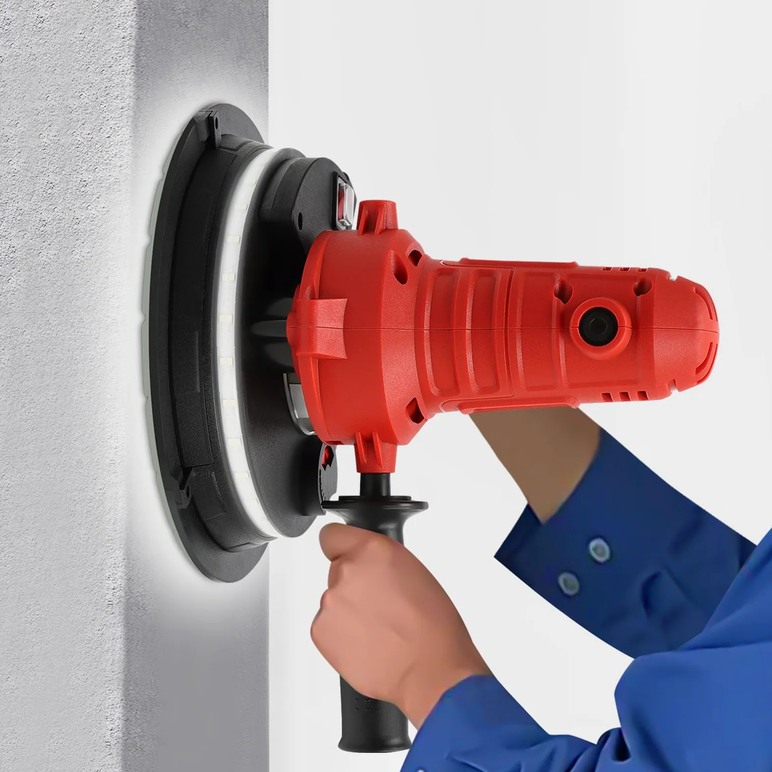 Lijadora de Pared y Techo 220V 1200W | Pulidora Portátil con Luz LED y Succión Ajustable | Para Paneles en Seco, Yeso y Masilla | Control de Polvo, Ligera y Potente