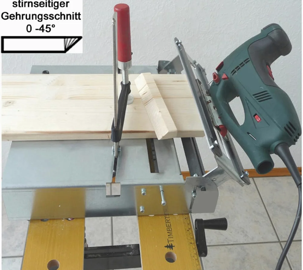 Mesa de sierra de calar como cortador laminado también para cortes rectos y de inglete en madera con la sierra de calar