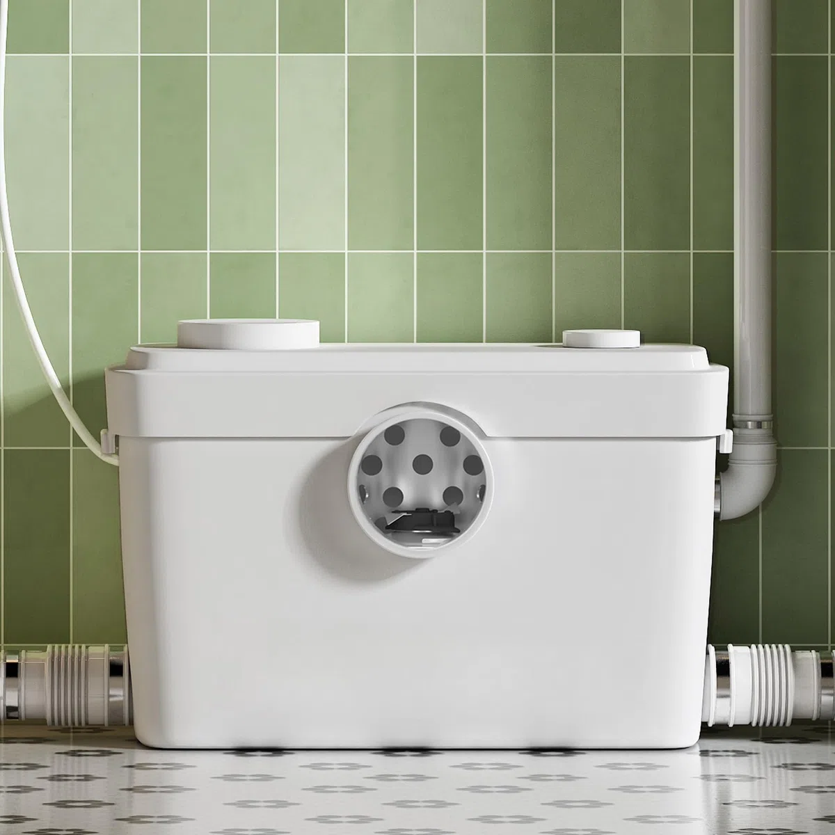 Bomba Macerator de 750 W para elevador de inodoro, motor de cobre, 3 conexiones (inodoro/ducha/lavabo), altura de extracción de 11 m, plana para montaje en pared