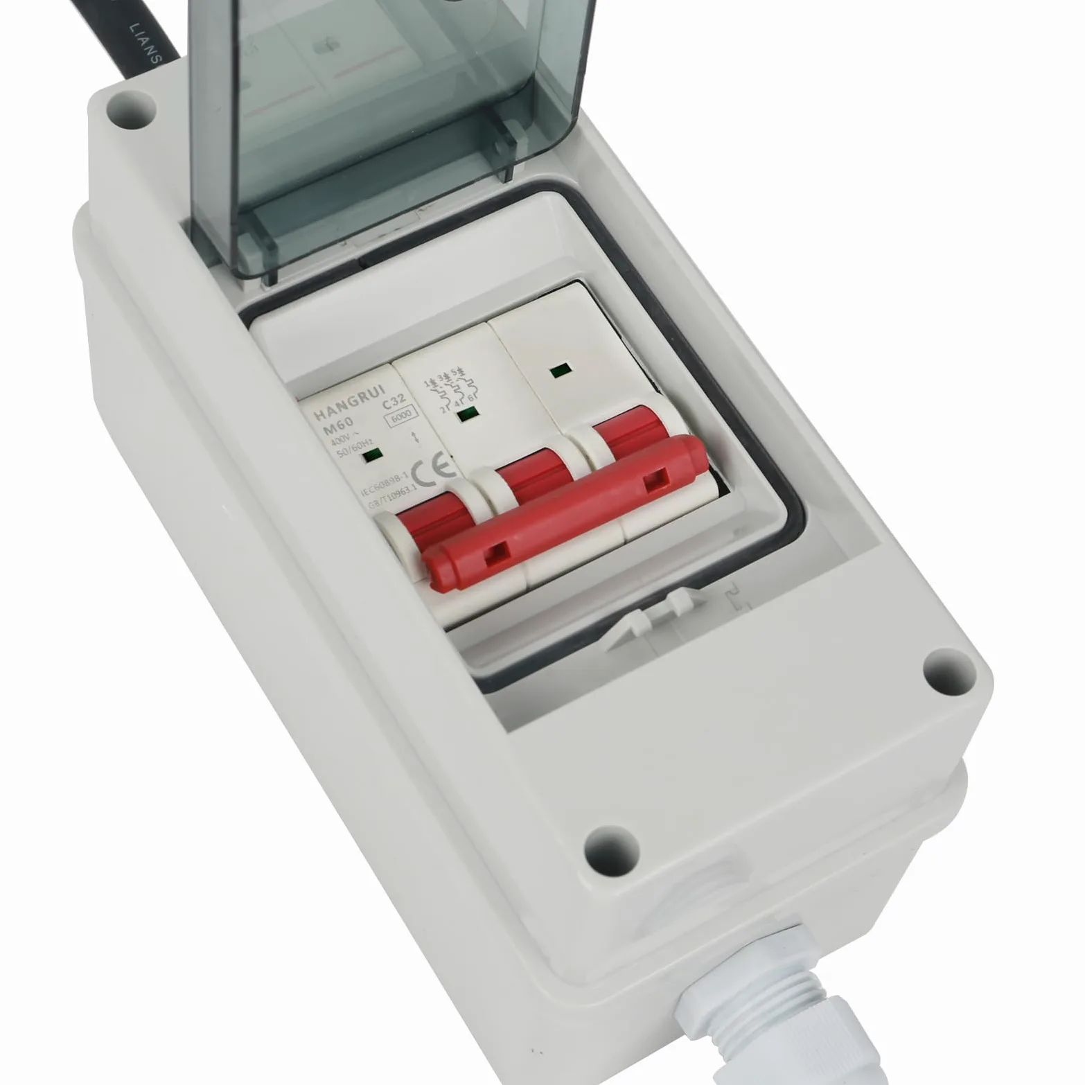 Adaptador CEE de 63 A a 32 A, 400 V 63 A a 32 A con fusible de 32 A, acoplamiento de corriente fuerte, 5G4/5G6 5P CEE adaptador de corriente enchufe y enchufe con interruptor de protección