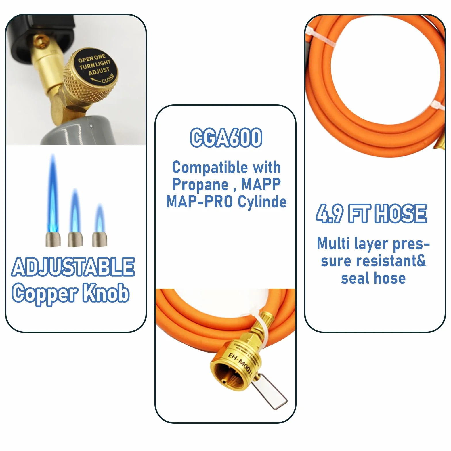 MAPP - Antorcha de propano con manguera de 4.9 pies, gatillo automático y válvula ajustable