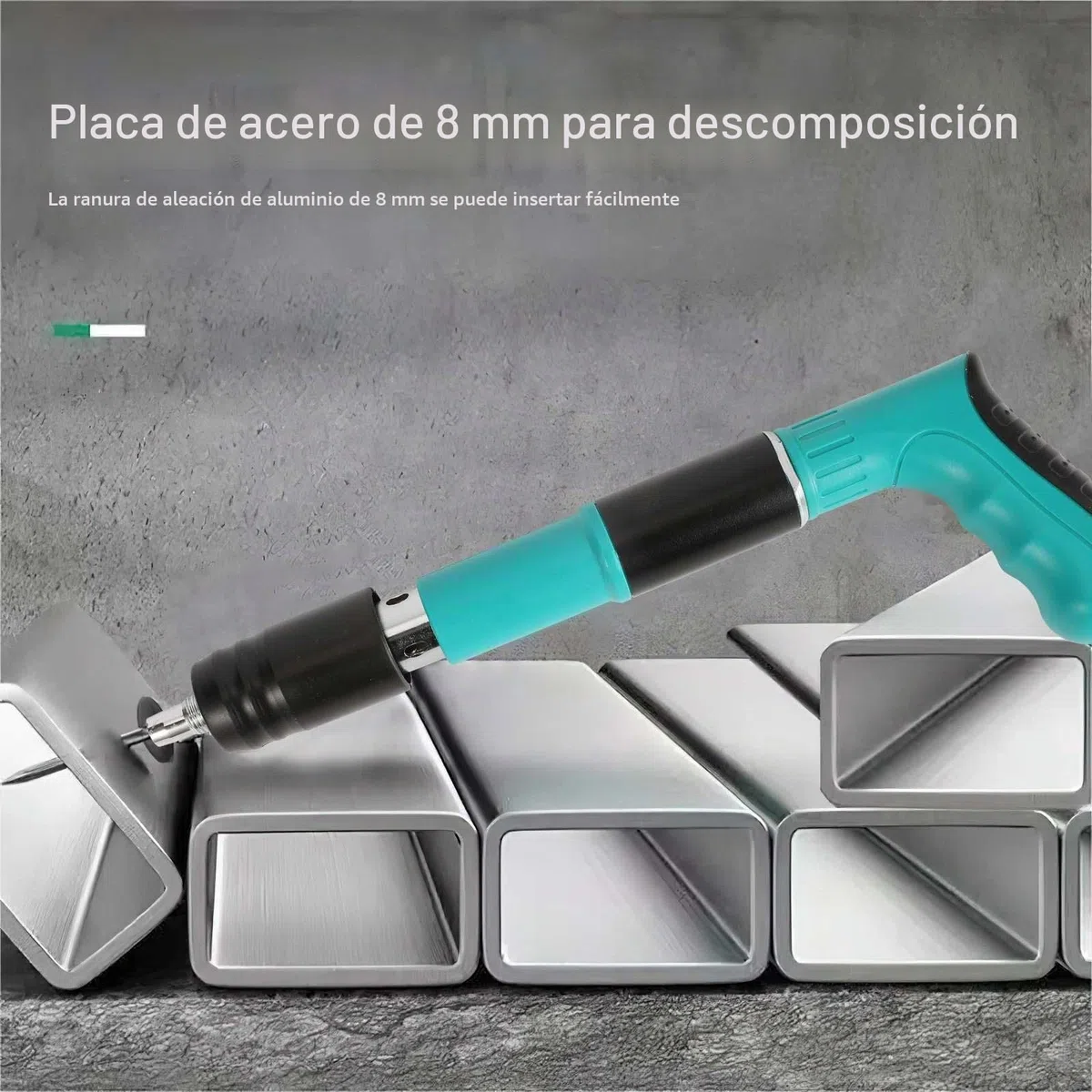 Herramienta de pistola de uñas, de acero, pistola de clavos de acero, pistola de remache, pistola neumática para acero y hormigón, silenciador, 5 velocidades, herramienta de fijación de pared para