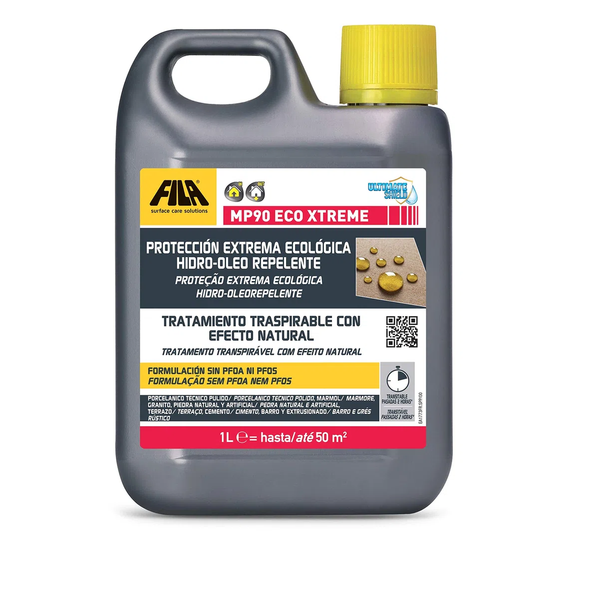 Fila Surface Care Solutions MP90 Eco Xtreme, Protector para Piedra, Mármol, Caliza, Granito, Cemento, Porcelánico Técnico Todomasa, Crea un Protección Ecológica, Manchas Grasientas, 1L