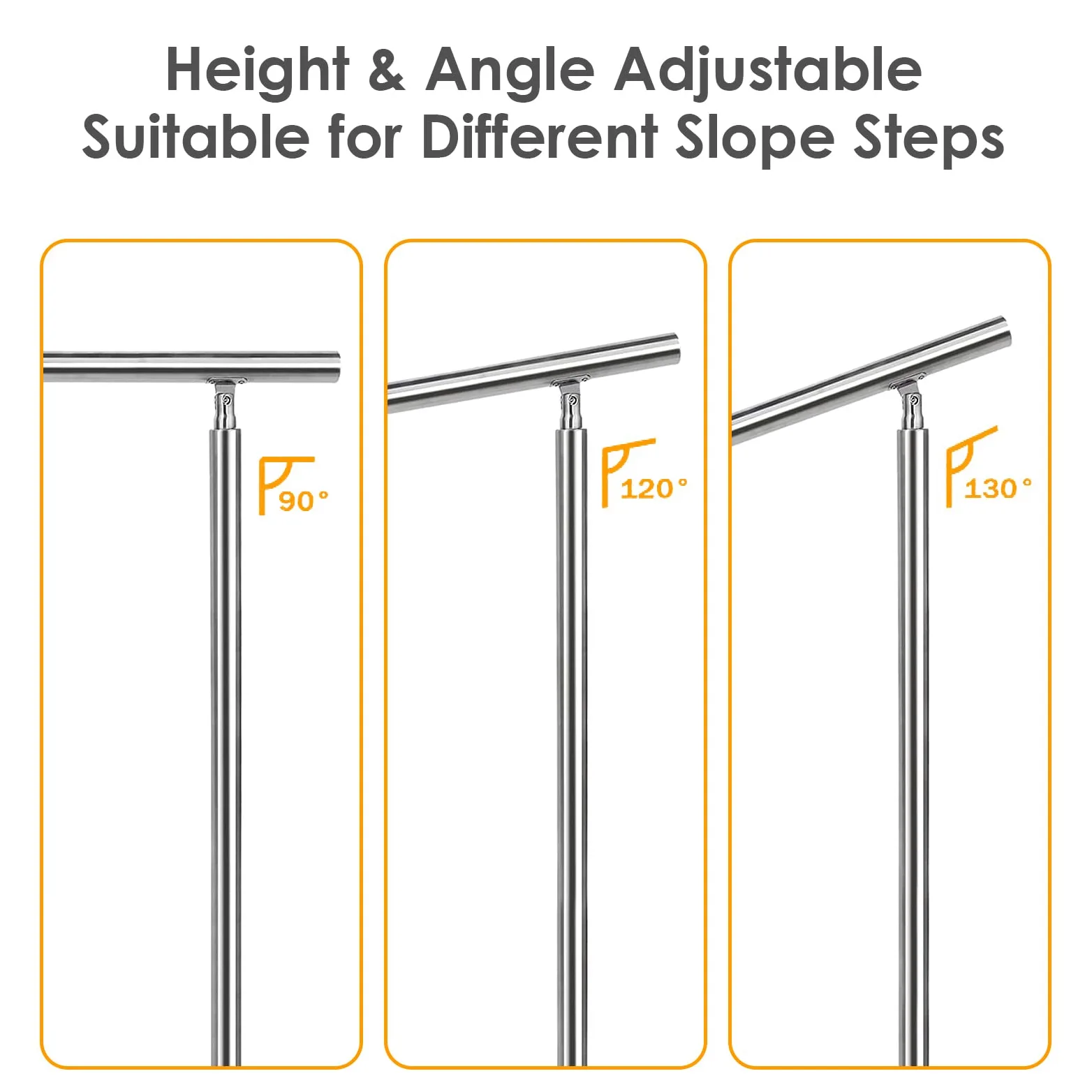 Sonnewelt Pasamanos escalera acero inox 150 * 4.2 * 106.5cm,2 barras,barandilla con kit de instalación,para interiores y exteriores, escaleras, balcón, balaustrada