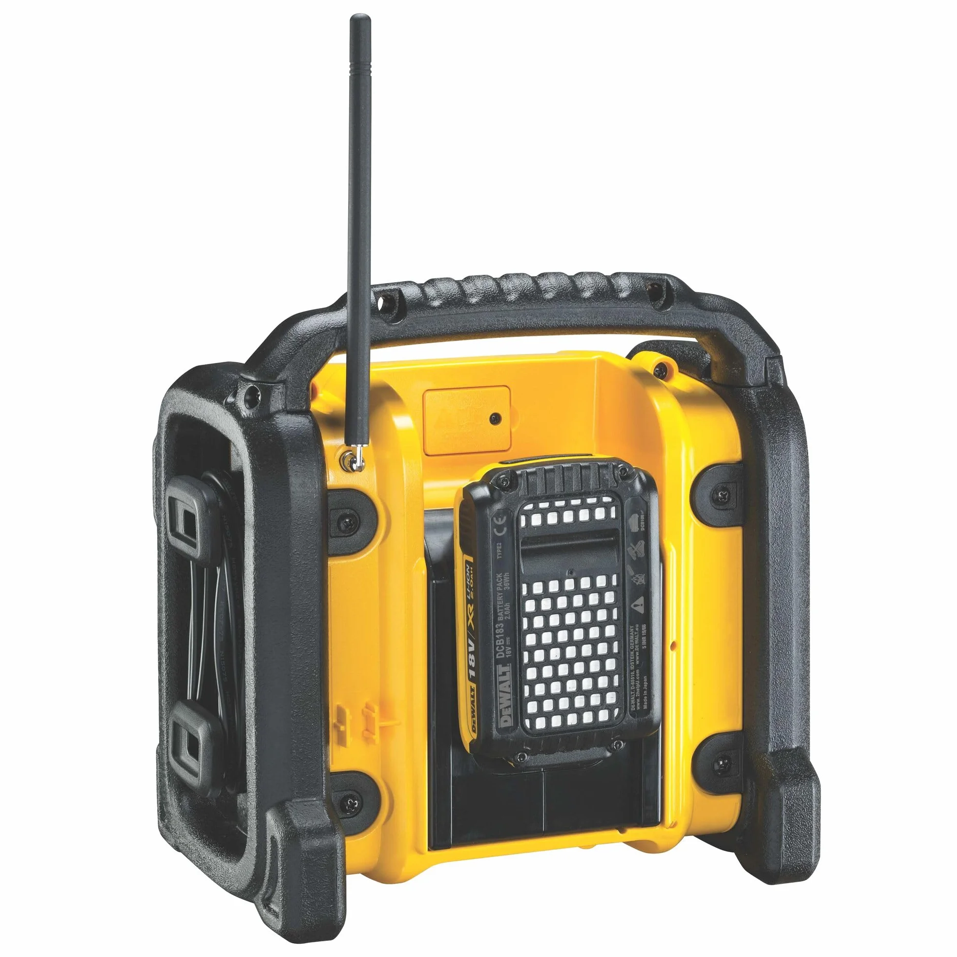 DEWALT DCR020-QW - Radio de trabajo compacta 10.8V - 14.4V - 18V, Puerto USB, Entrada Auxiliar, Sintonizador Digital, Frecuencia: FM/AM/DAB, Incluye Adaptador de Corriente, Se entrega sin batería