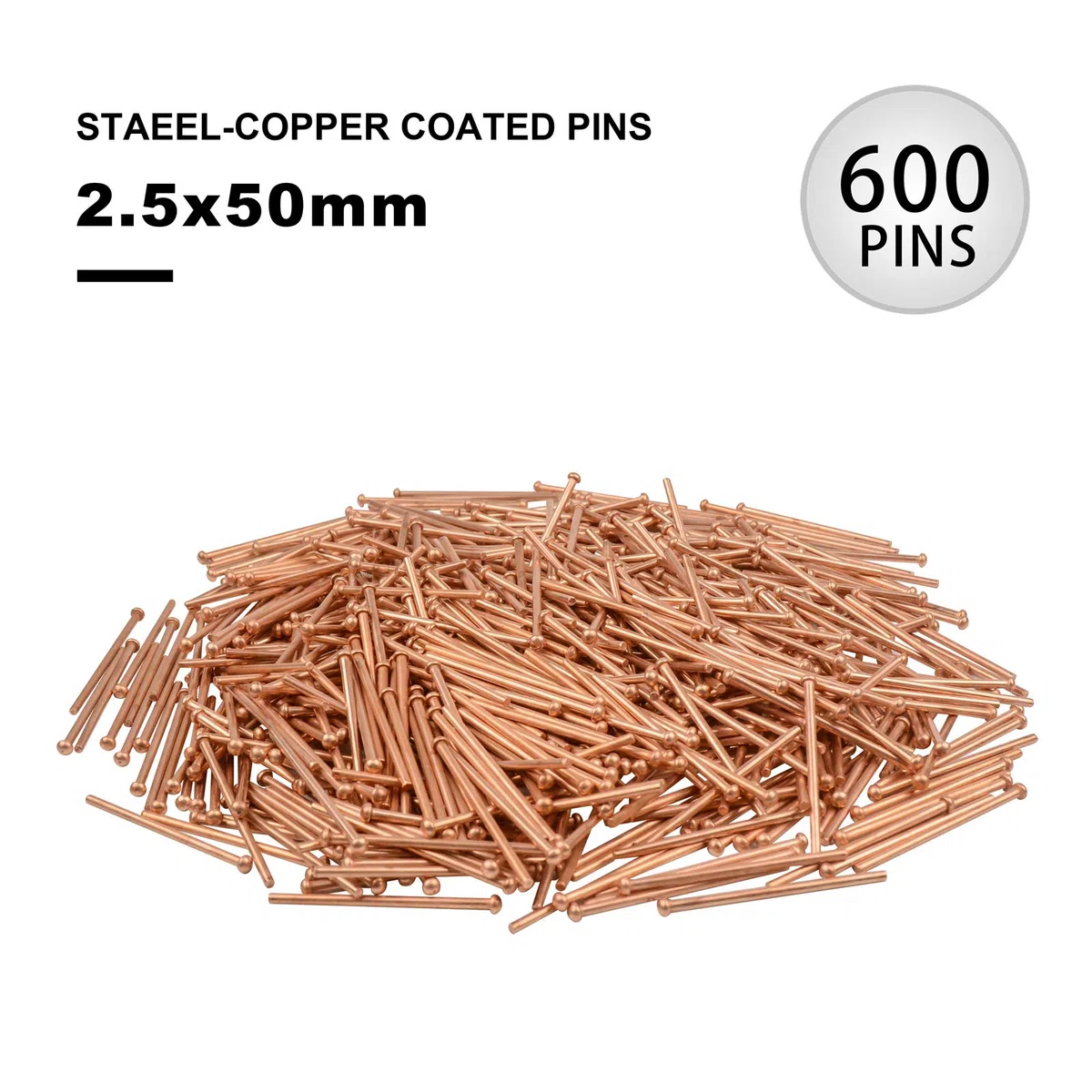 Pasadores de soldadura de pernos, paquete de 600 pines de extracción automática de 2,5 mm para reparar puntos