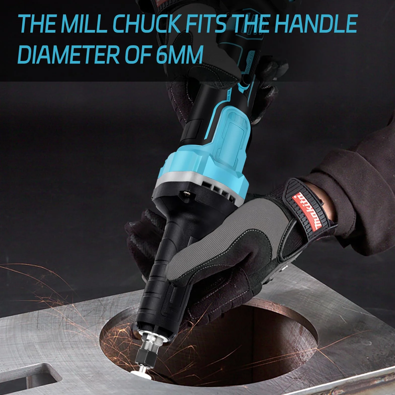 Molinillo inalámbrico compatible con Makita 18V batería, amoladora recta eléctrica sin escobillas con portabrocas de 6 mm y 4 velocidades ajustables (sin batería) (Sin accesorios)