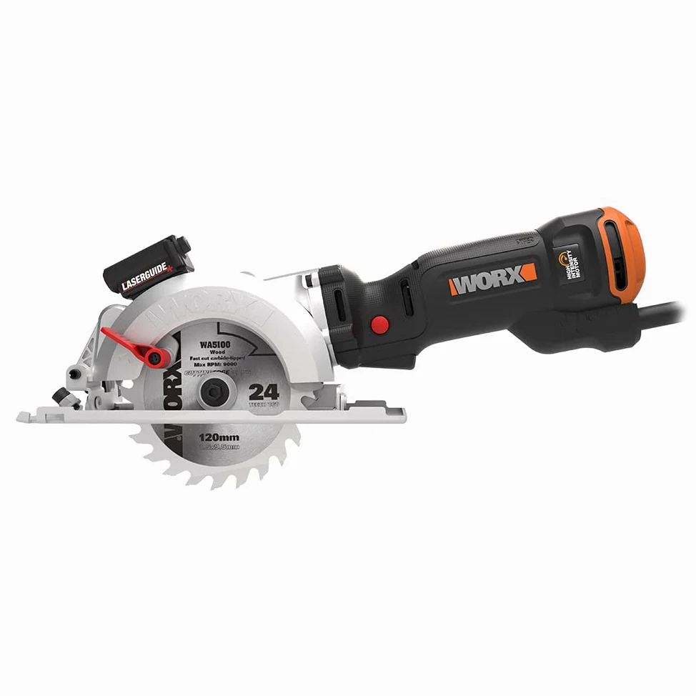 WORX Sierra circular WORXSaw XL 46mm, 800W | WX437 | Guía láser, sistema de aspiración integrado, rápido ajuste de profundidad, cambio de disco sencillo