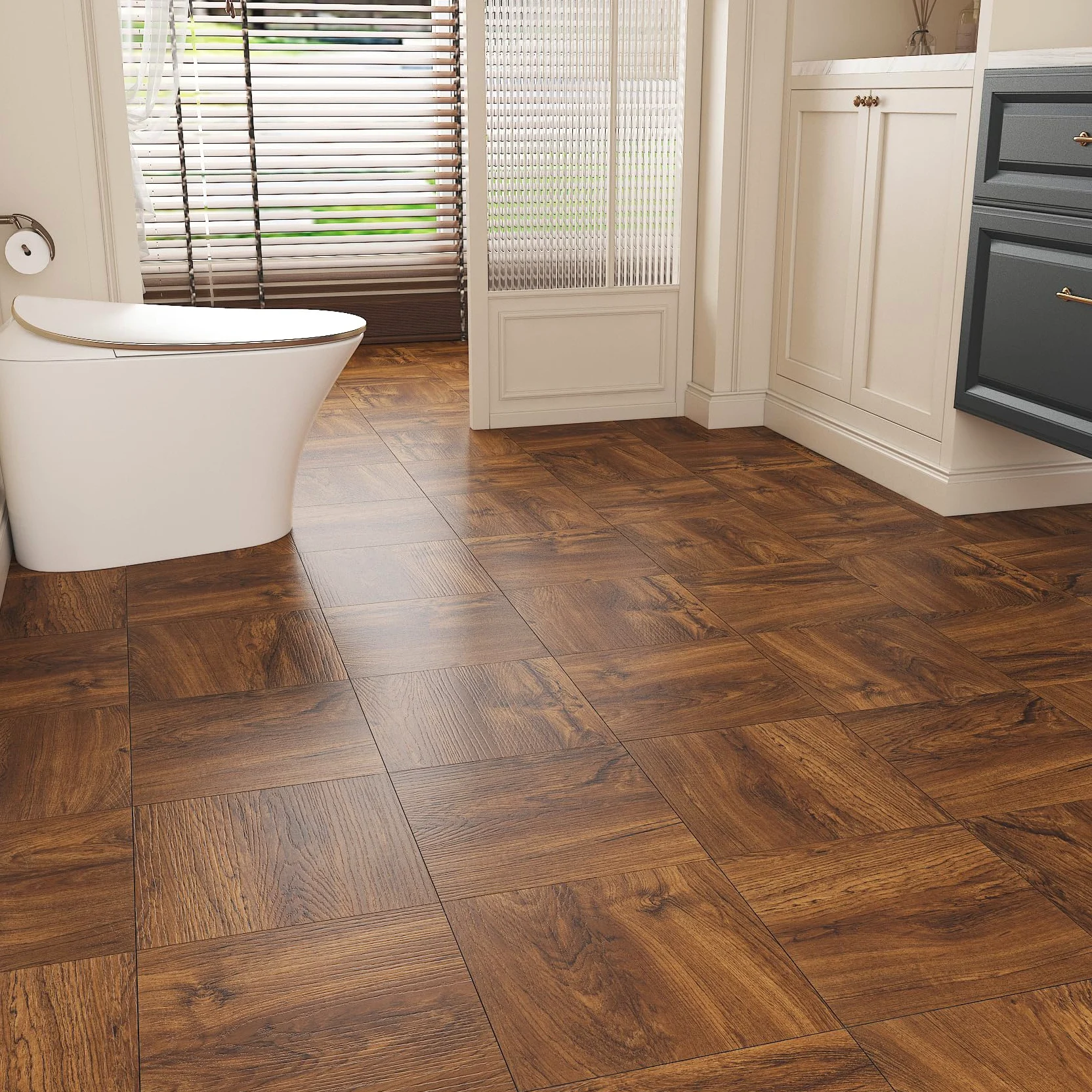 Livelynine Suelo Vinilico Autoadhesivo Madera Natural Baldosas Adhesivas Suelo Cocina 30x30CM 32-Baldosas Impermeable Vinilo para Suelo de Baño Habitación Suelos de Vinilo Adhesivos para Suelos Cocina