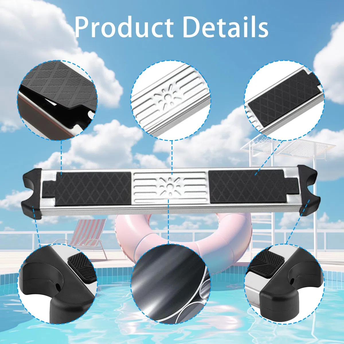 Peldaños para Escalera Piscina, 2 Piezas Peldaño Piscina Antideslizante Escalera Repuesto Acero Inoxidable General Escalera Piscina Accesorios Antideslizantes Piezas Escalera Piscina Pedal Escalera