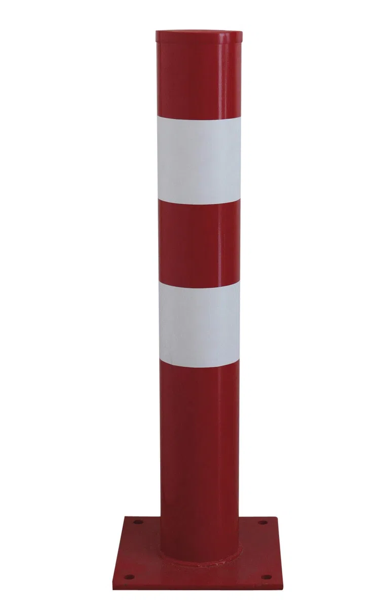 ADO - Pilona/Bolardo fijo Helmet rojo y blanco 120x810 mm con placa inferior. (1- Pilona)