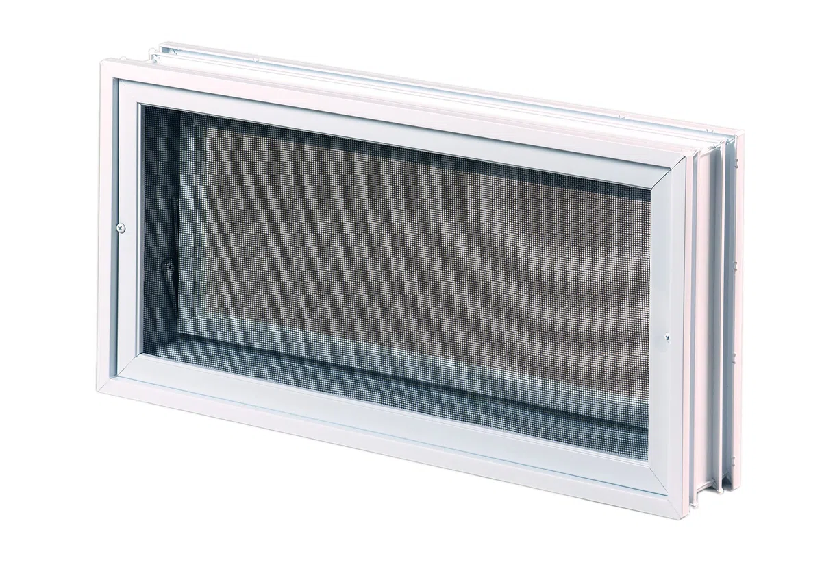 Ventana de ventilación para insertar en una pared de bloques de vidrio o mampostería | Dimensiones 48,4X24X8 cm | Unidad de venta 1 ventana