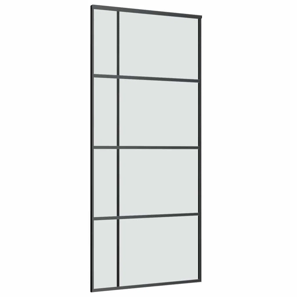 Puerta corredera con set herrajes vidrio ESG aluminio 90x205 cm, puerta corredera vidrio