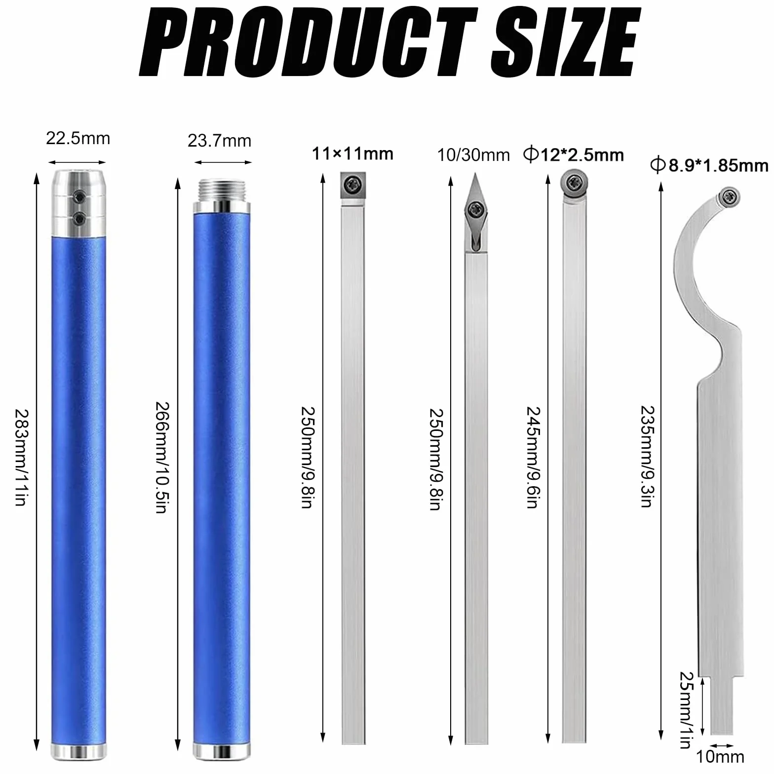25 piezas Juego de Herramientas Torno para Madera, Herramientas de Torneado de Maderaincluye Cuchillo de Cuello de Cisne/Cuchillo Cuadrado/Cuchillo de Diamante/Herramienta de Torneado Redondo