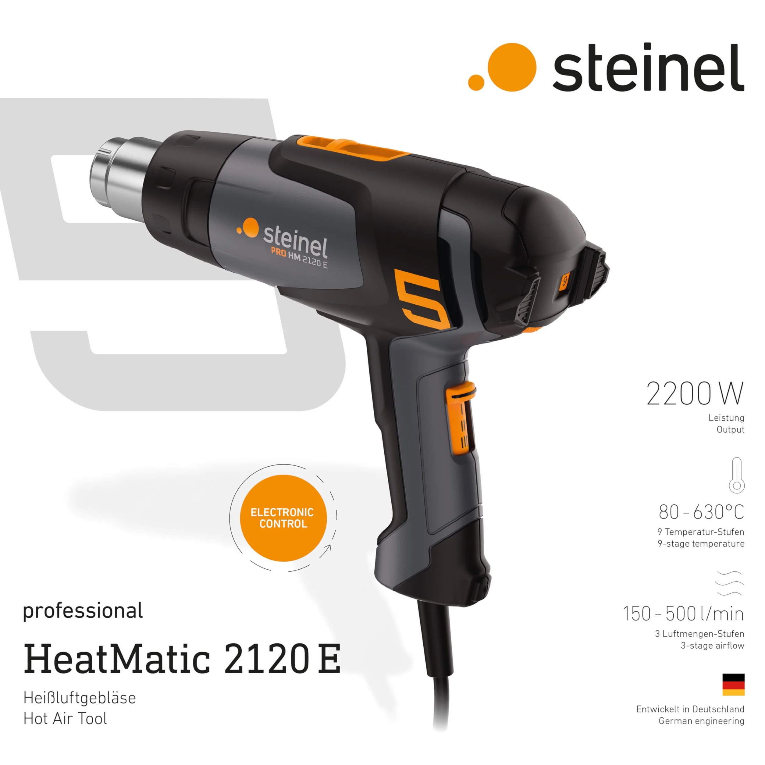 Steinel Pistola de aire caliente HM 2120 E 2200 W 80-650°C Protección térmica
