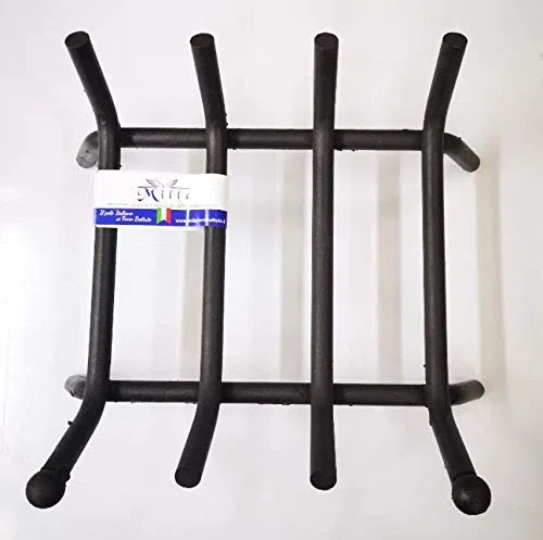 Reposamanos pesado con 4 barras, quemador de leña, brasas para chimenea, de hierro forjado macizo, 40 x 35 x 18 cm, 4 patas de hierro fundido, diámetro de la barra de 18 mm, fabricado y fabricado en