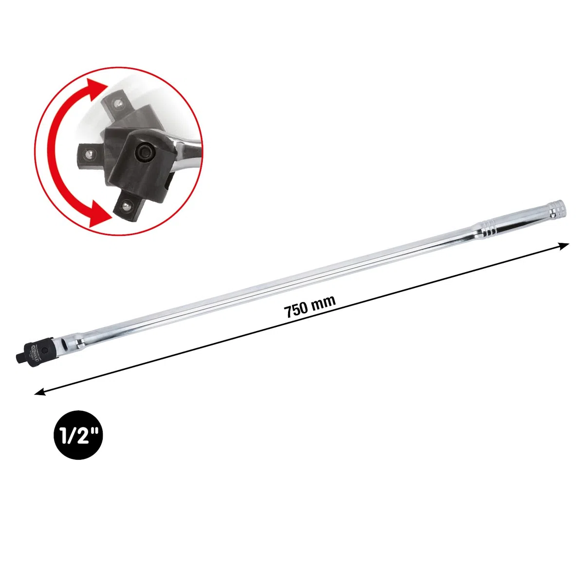 KS Tools 918.1293 - Mango articulado Chrome (tamaño: 800 mm, 1/2")