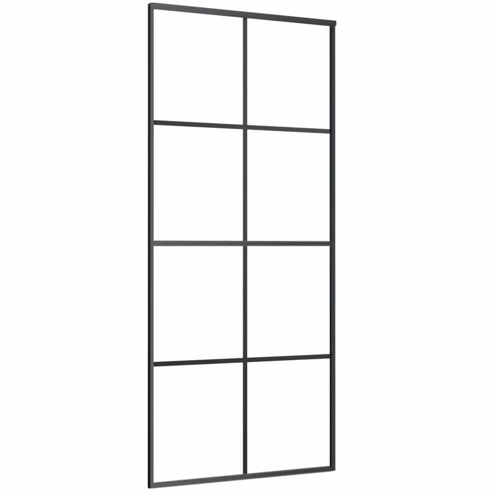 Puerta corredera ESG vidrio y aluminio negro 90x205 cm