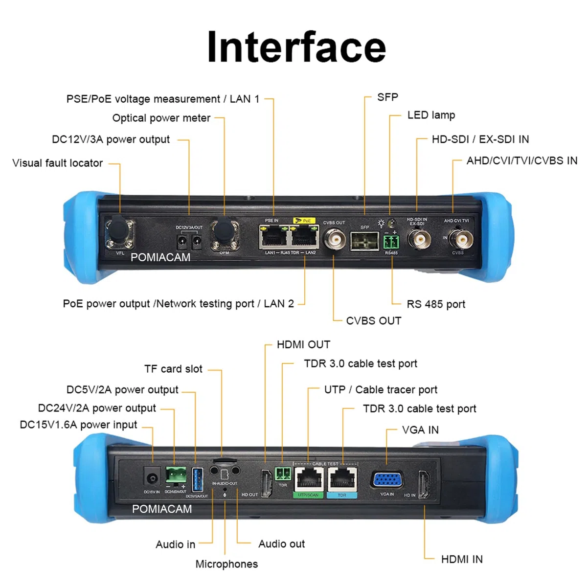 Herramienta deprueba de cámara IP IPC-9800MOVTADHS Plus Probador de cámara IP analógica multifuncional Monitor de pantalla táctil IPS de 7'' 8MP SDI TVI AHD CVI TDR OPM VFL POE Cámara Probador de CCTV