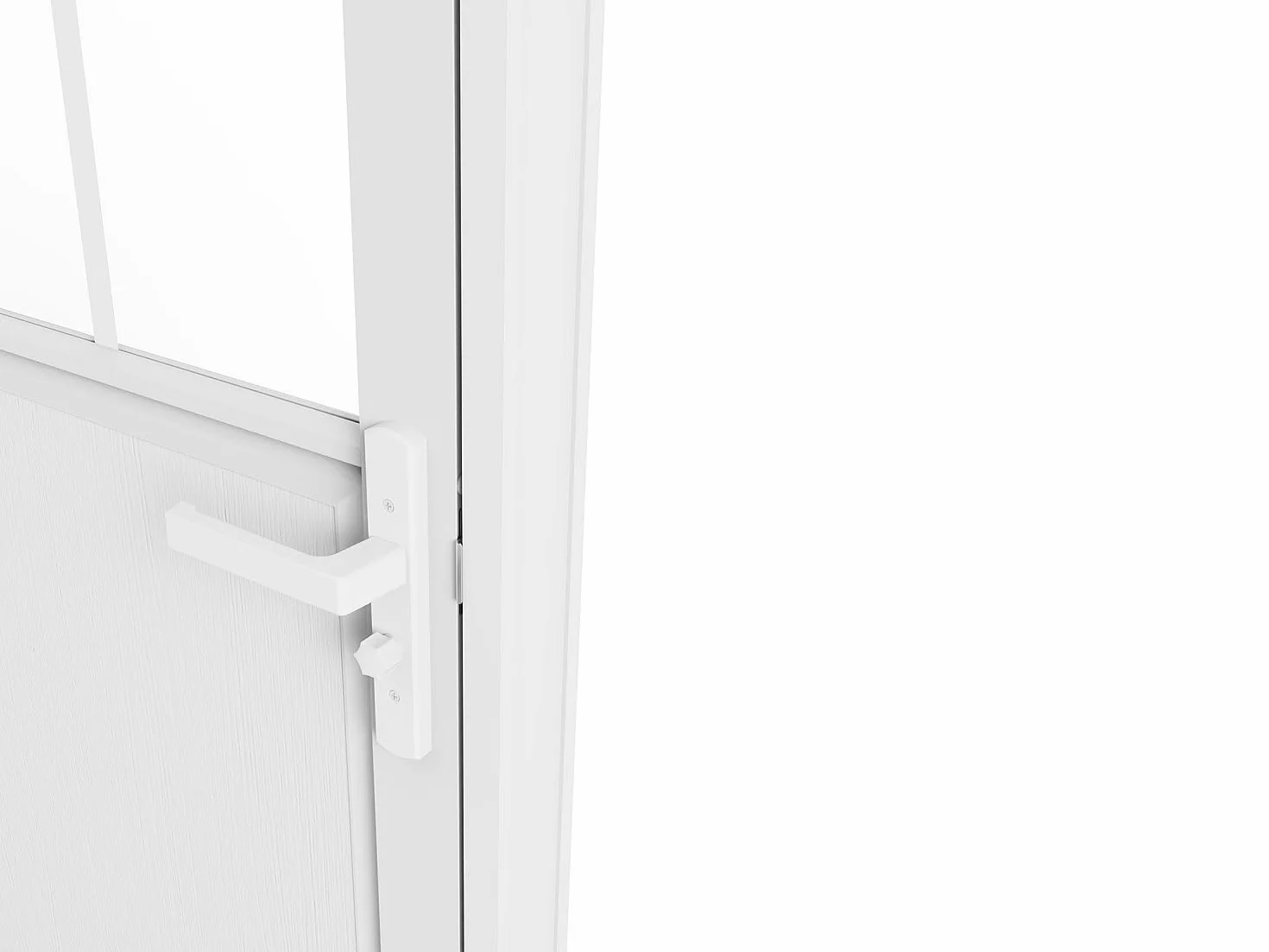 Vente-unique-Bloque de puerta reversible de aluminio y vidrio templado estilo taller - Alt. 204 x An. 83 cm - Blanco - ERMELO