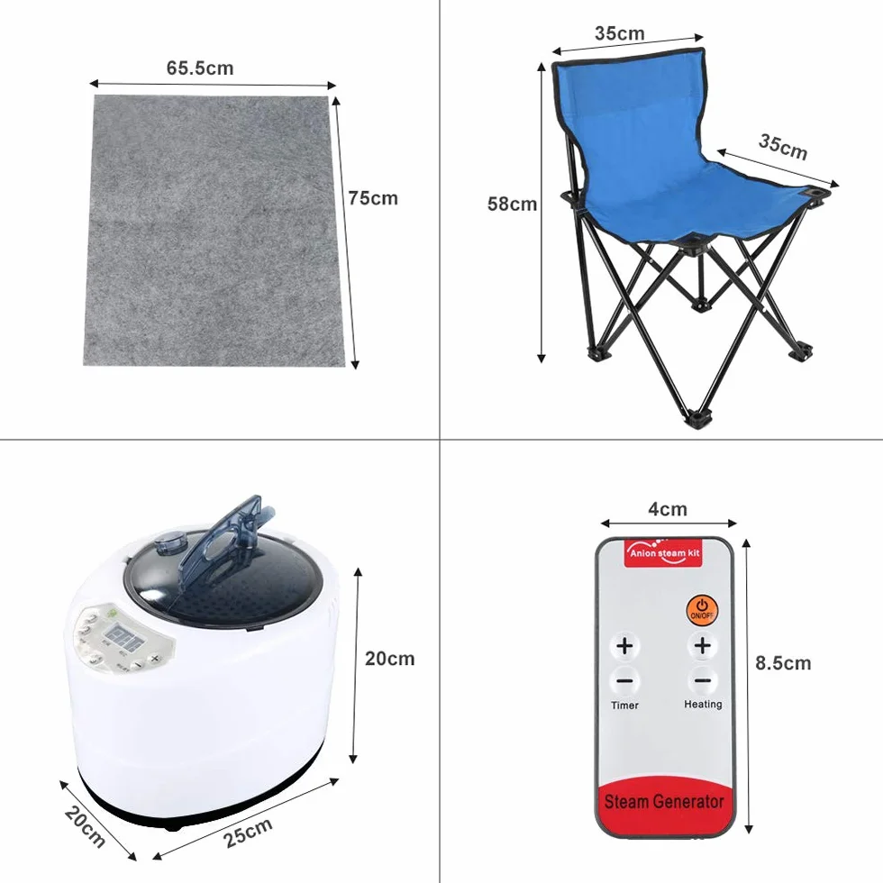 Mini sauna de vapor móvil Sauna casera Cabina de calor Sauna sentado Cabina de sauna Vapor Fumigación 1000W, 99x88x76 cm (Plata)