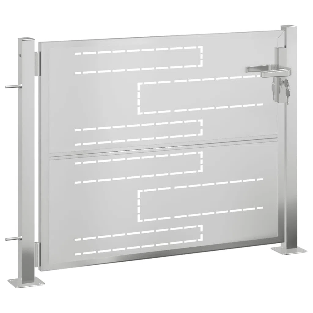 vidaXL Puerta de Jardín, Puerta de Seguridad con Cerradura, Puerta de Entrada, Puerta de Valla para Jardín Patio, Acero Inoxidable