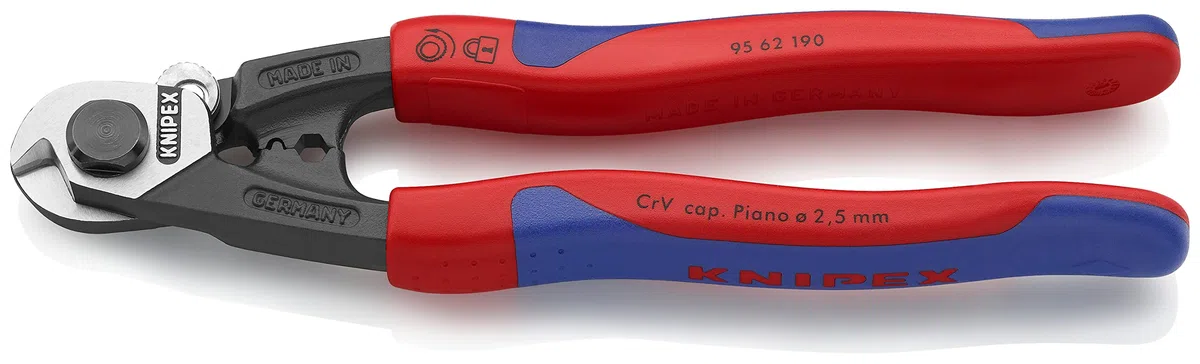 KNIPEX Cortacables para cable trenzado forjado con mangos multicomponente 190 mm, 95 62 190