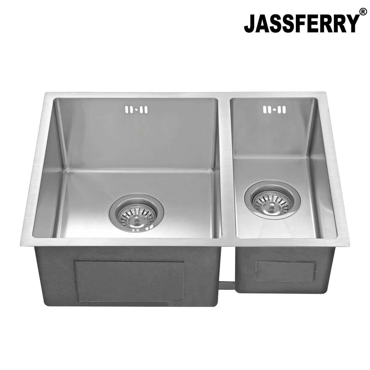 JASSFERRY Fregadero de cocina 1,5 senos, de Acero Inoxidable, bajo encimera, con colador de residuos