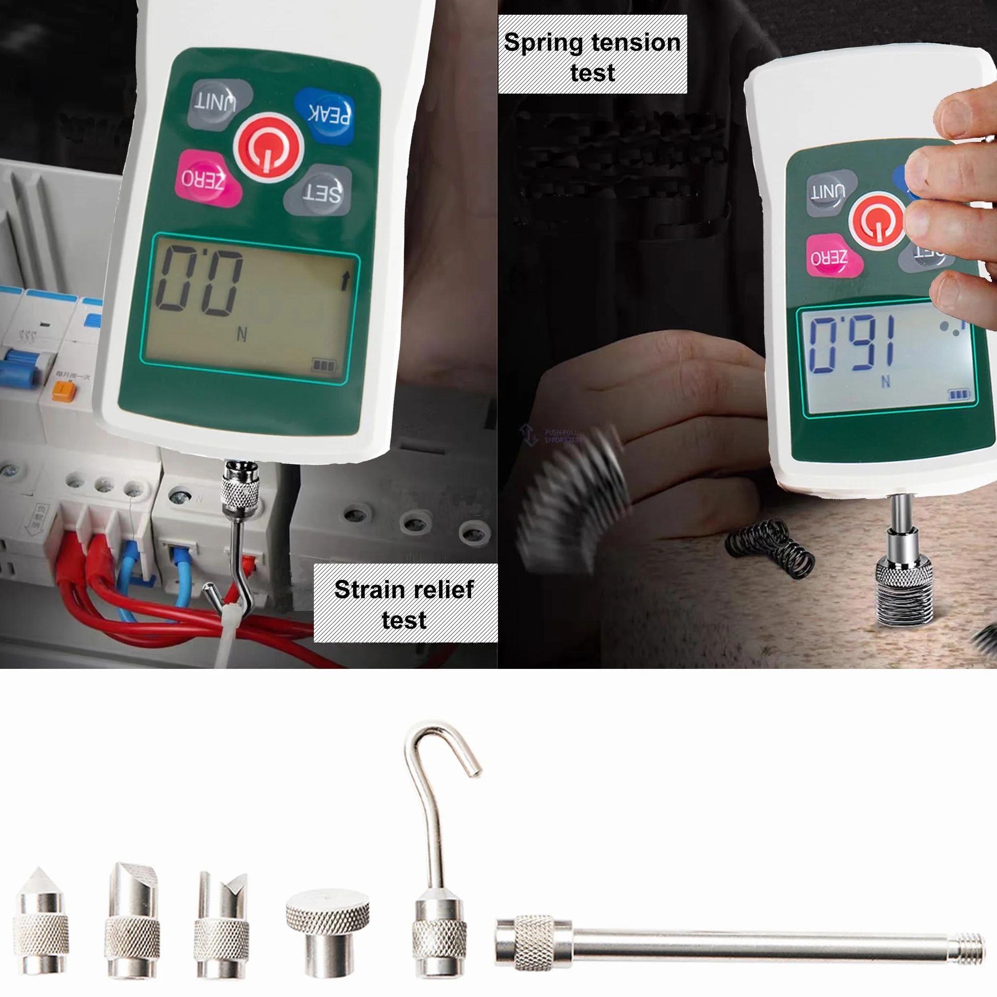 Beslands AMF-500 Medidor de Fuerza Digital Dinamómetro Probador de Empujar y tirar Medidor de Empuje de Presión Portátil (Unidades N kg lb Oz)