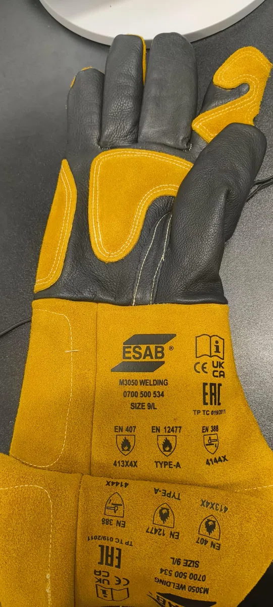 ESAB Guantes de sudor M3050 – Guantes de cuero resistentes al calor para MIG WIG MMA – Resistentes con costuras Kevlar, tallas M/L/XL/XXL (XL 10)